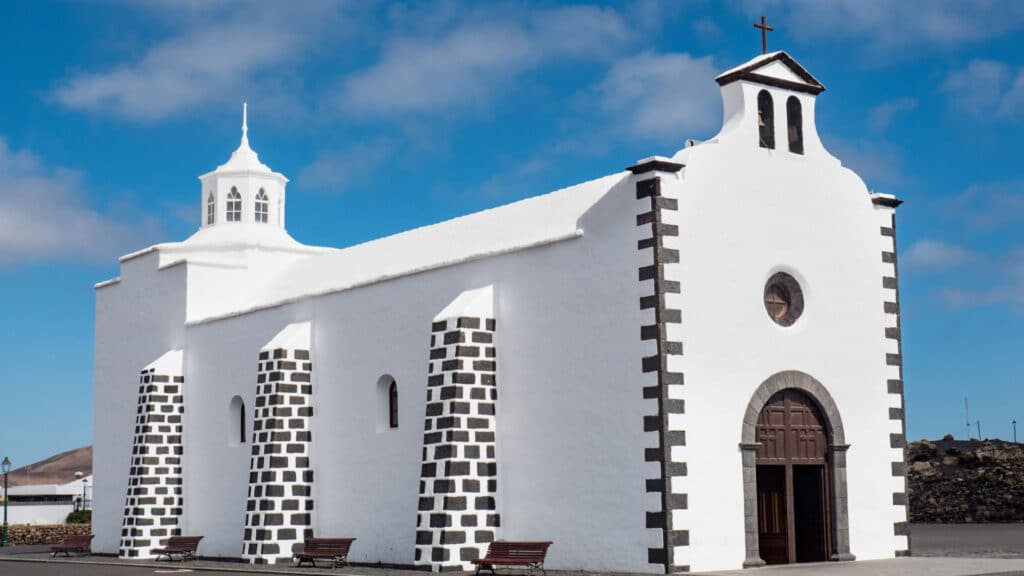 Church of Nuestra Senora de los Volcanes in Mancha Blanca on the island of Lanzarote, Canary Islands. Spain, Europe.