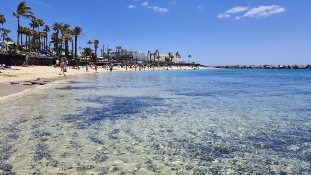 clear waters on beach for snorkelling in lanzarote